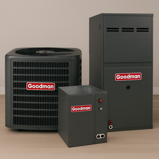 Goodman 2 Ton 14.3 Seer2 Air Conditioner with 80% Gas Furnace & Cased Coil