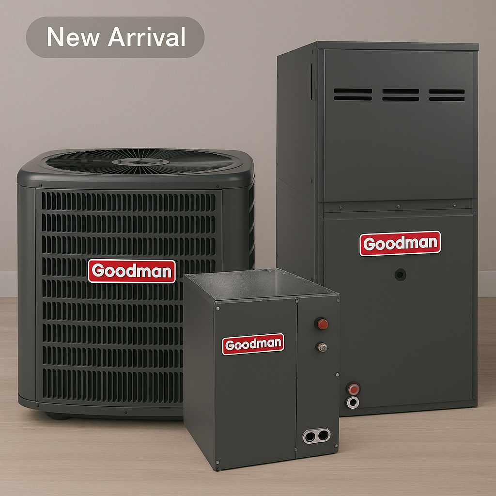 Goodman 2 Ton 15.2 Seer2 Air Conditioner with 80% Gas Furnace & Cased Coil